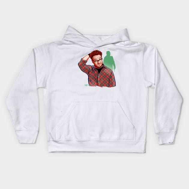 Seth Rogan - An illustration by Paul Cemmick Kids Hoodie by PLAYDIGITAL2020